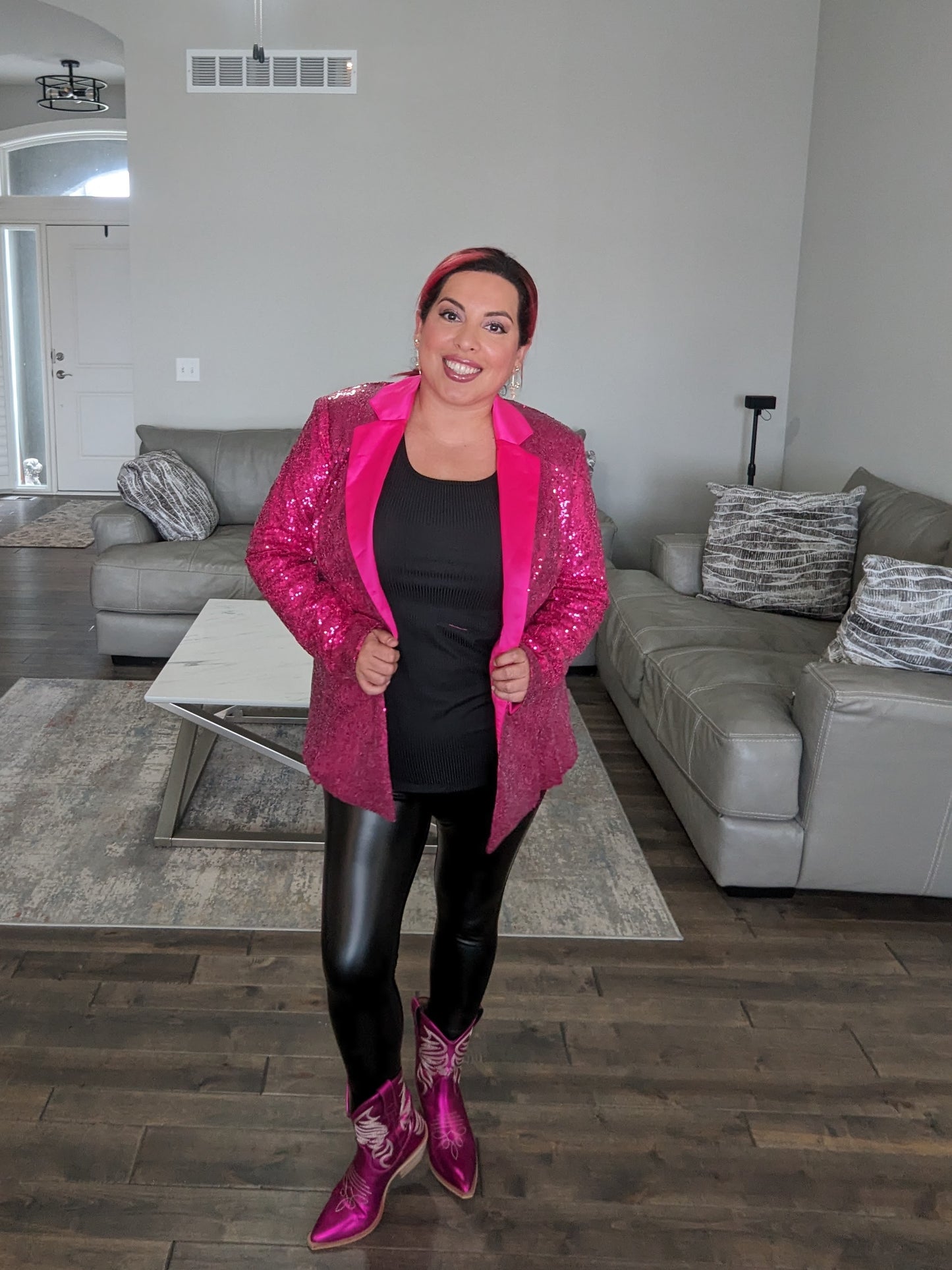 Glam Sequin Blazer Pink