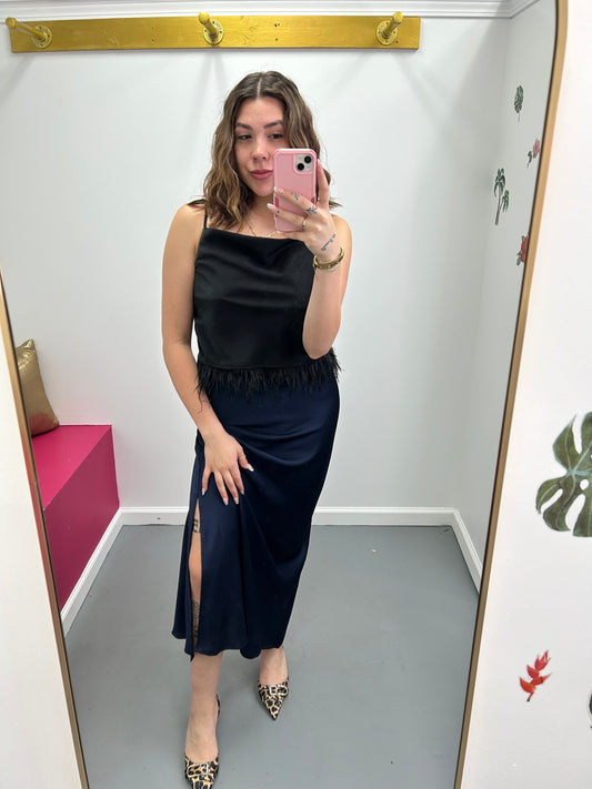 Luxe Slit Maxi Skirt – Navy