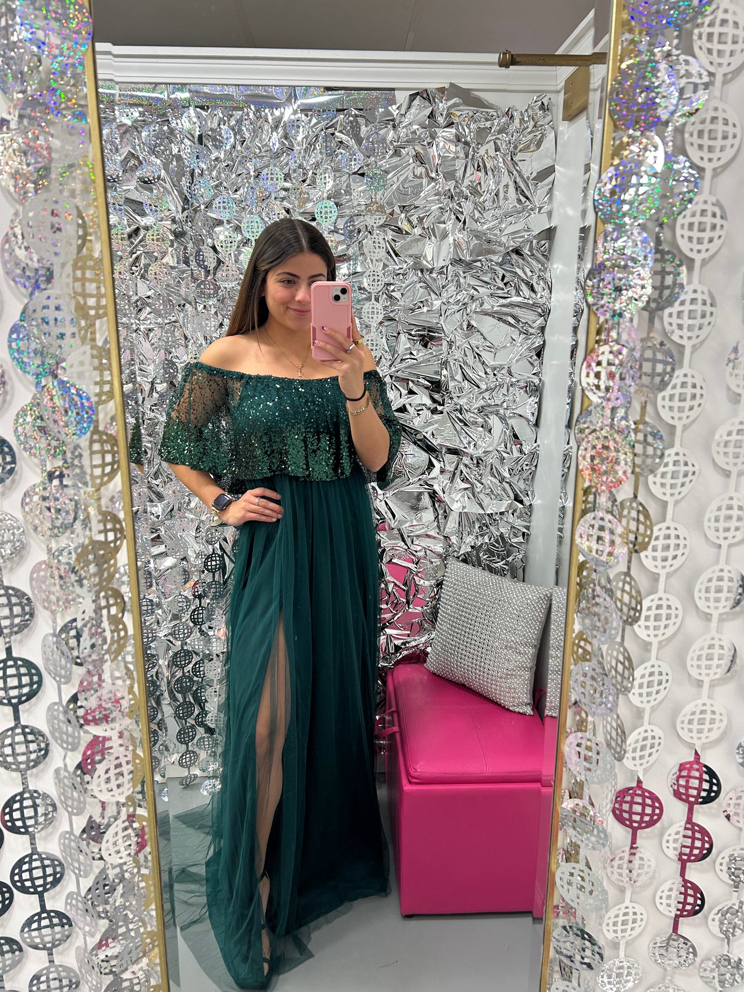 Off Shoulder Sequin Maxi Dress
