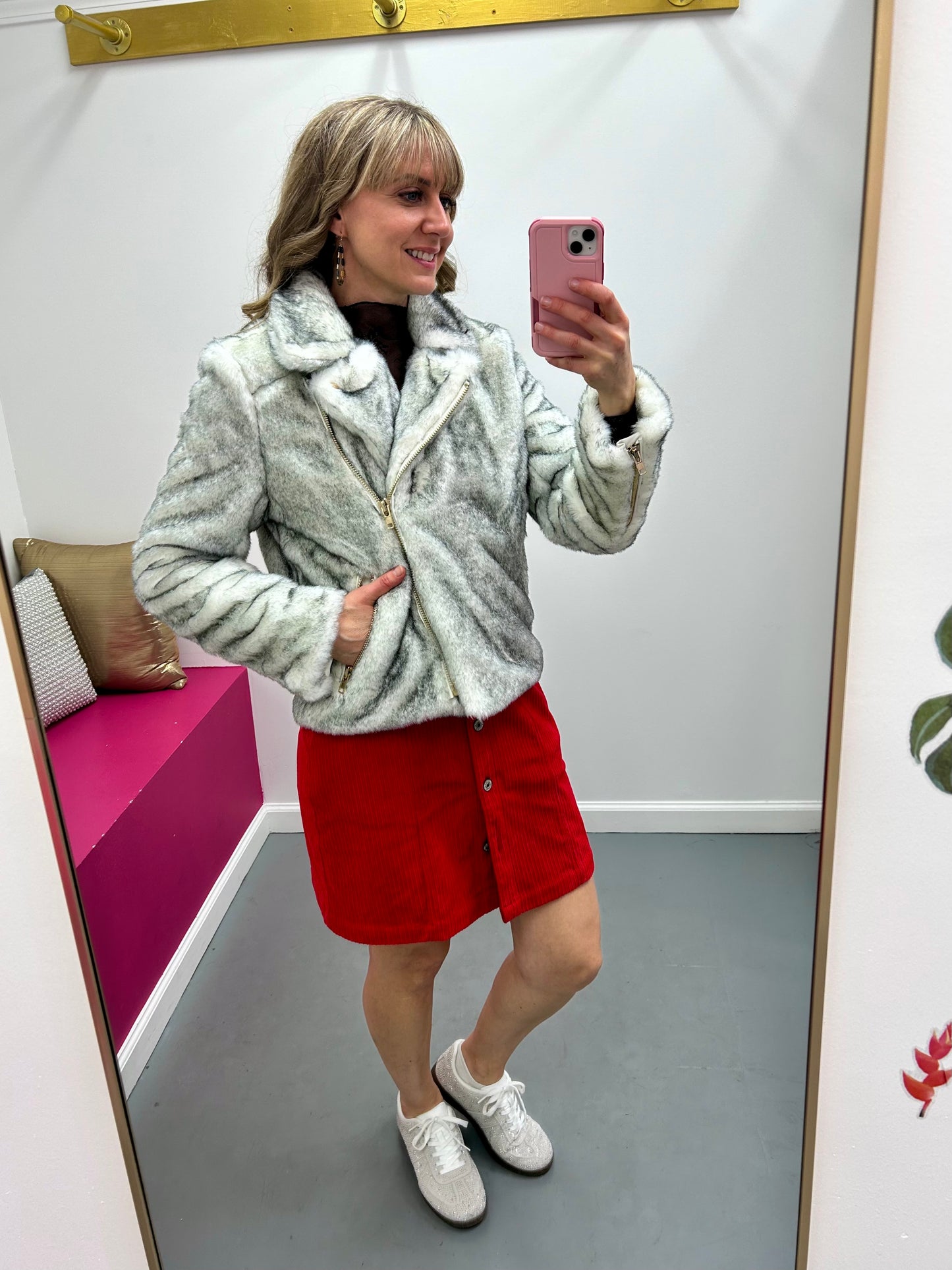 Faux Fur Jacket Gray