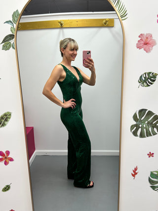 Sequin Jumpsuit Emerald