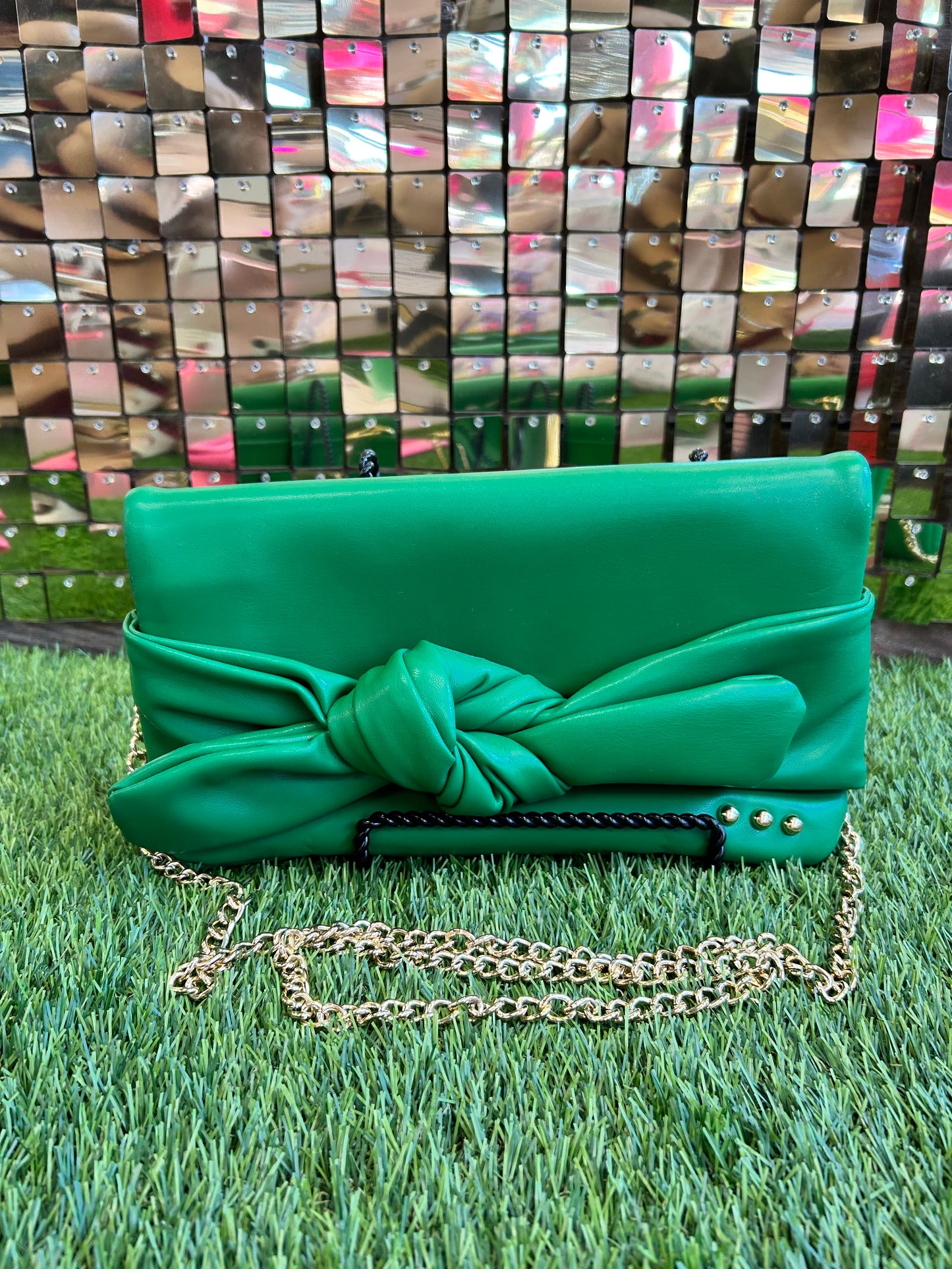 Bow Clutch Crossbody Bag Green