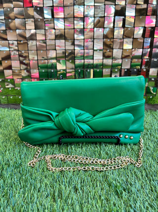 Bow Clutch Crossbody Bag Green