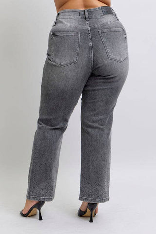 Curvy HW Rhinestone Jeans Black Wash