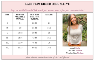 Lace Trim Ribbed Tee LS Oatmeal