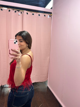 Feather Cami Red