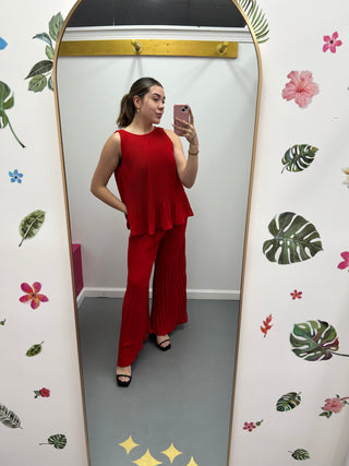 Pleated Tank Red
