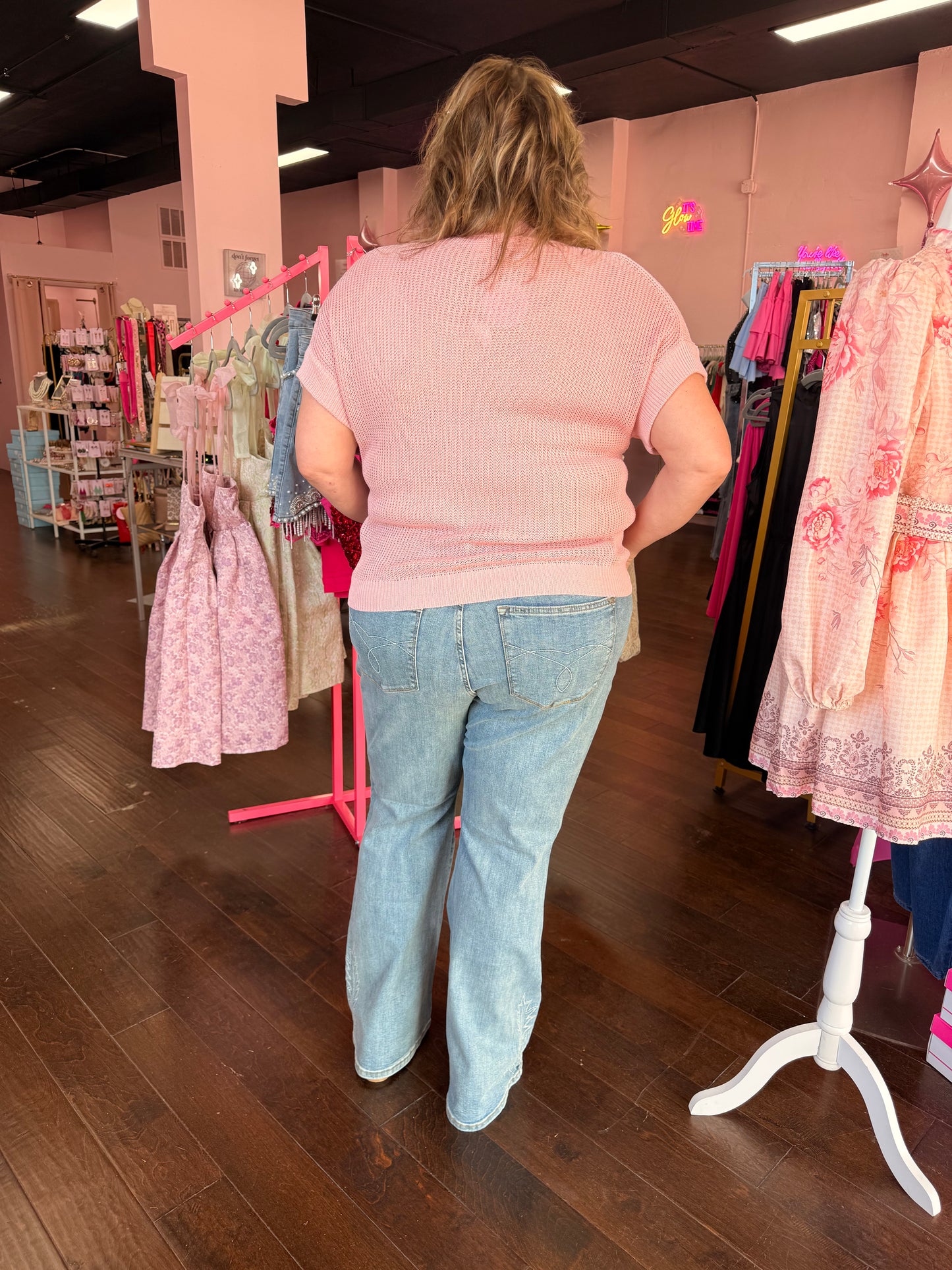 Curvy Western Detail Flare Jeans