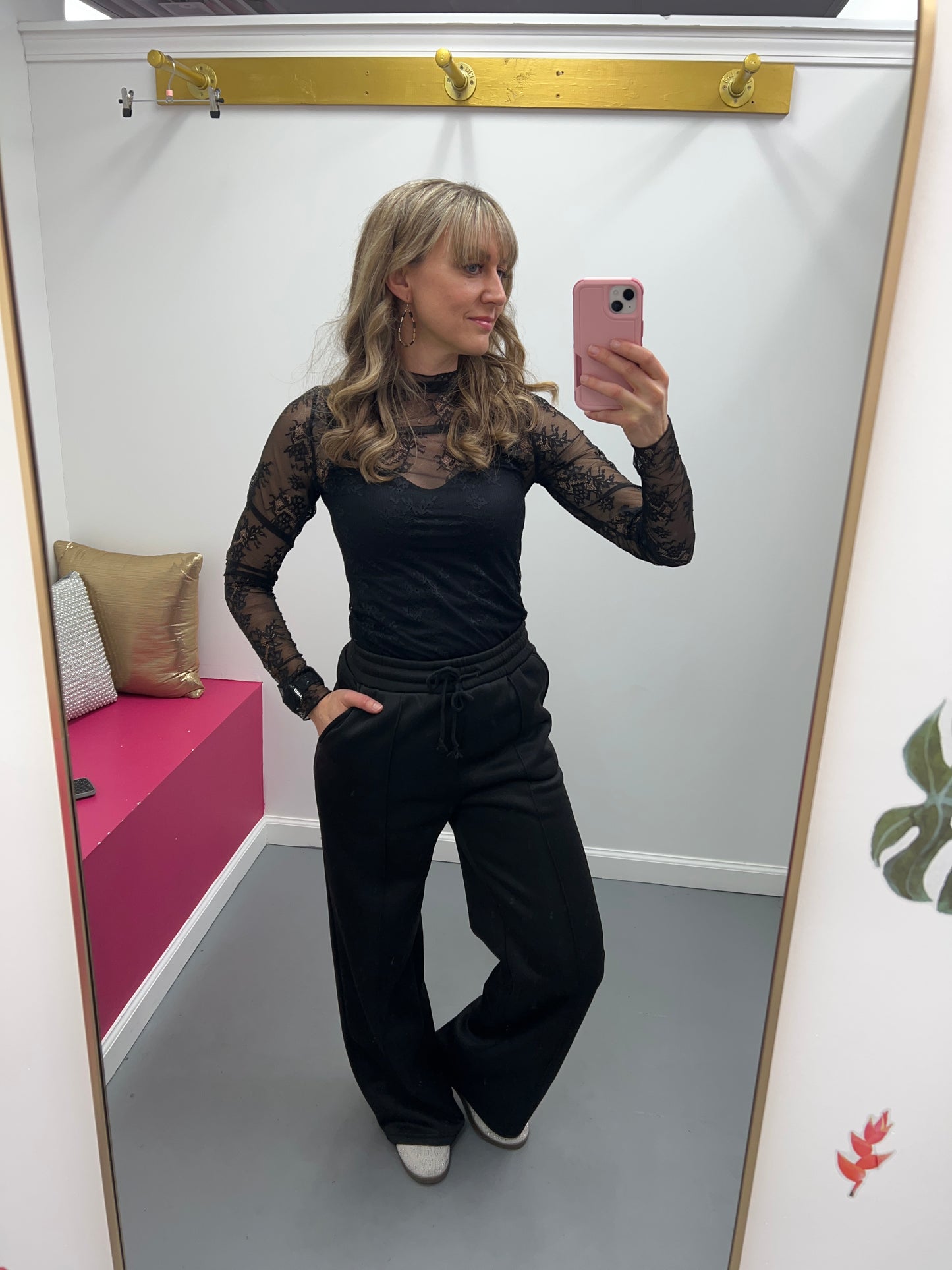 Wide Leg Scuba Sweatpants Black