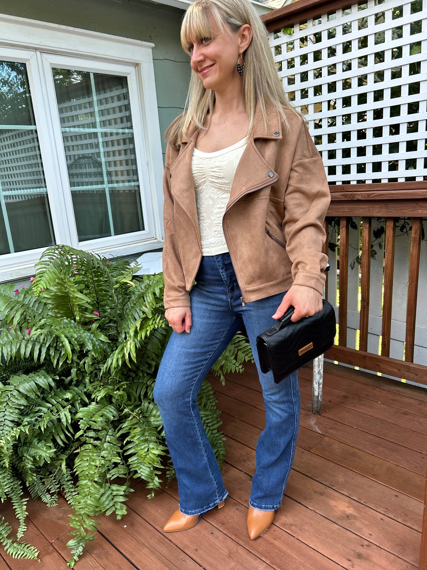 Suede Moto Jacket Camel