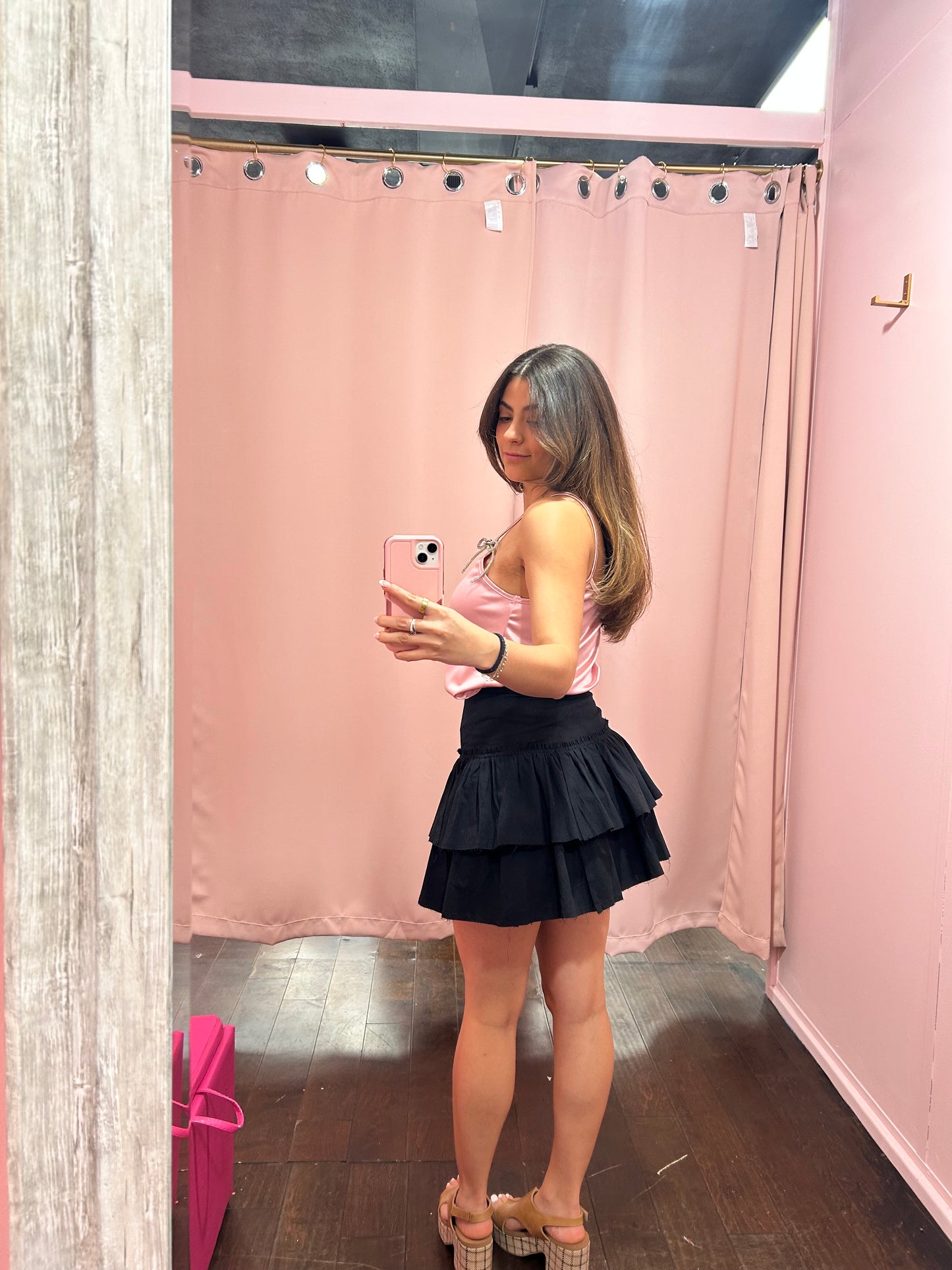 Sweet Ruffle Mini Skirt Black