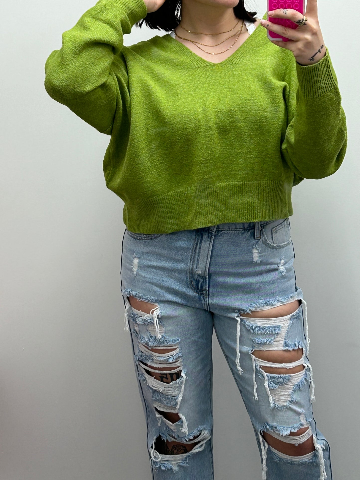 Hi-Rise Destroyed Cropped BF Jeans