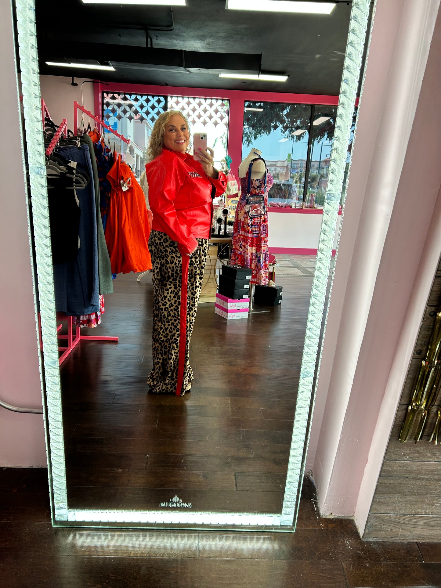 Curvy Leopard Print Red Pants