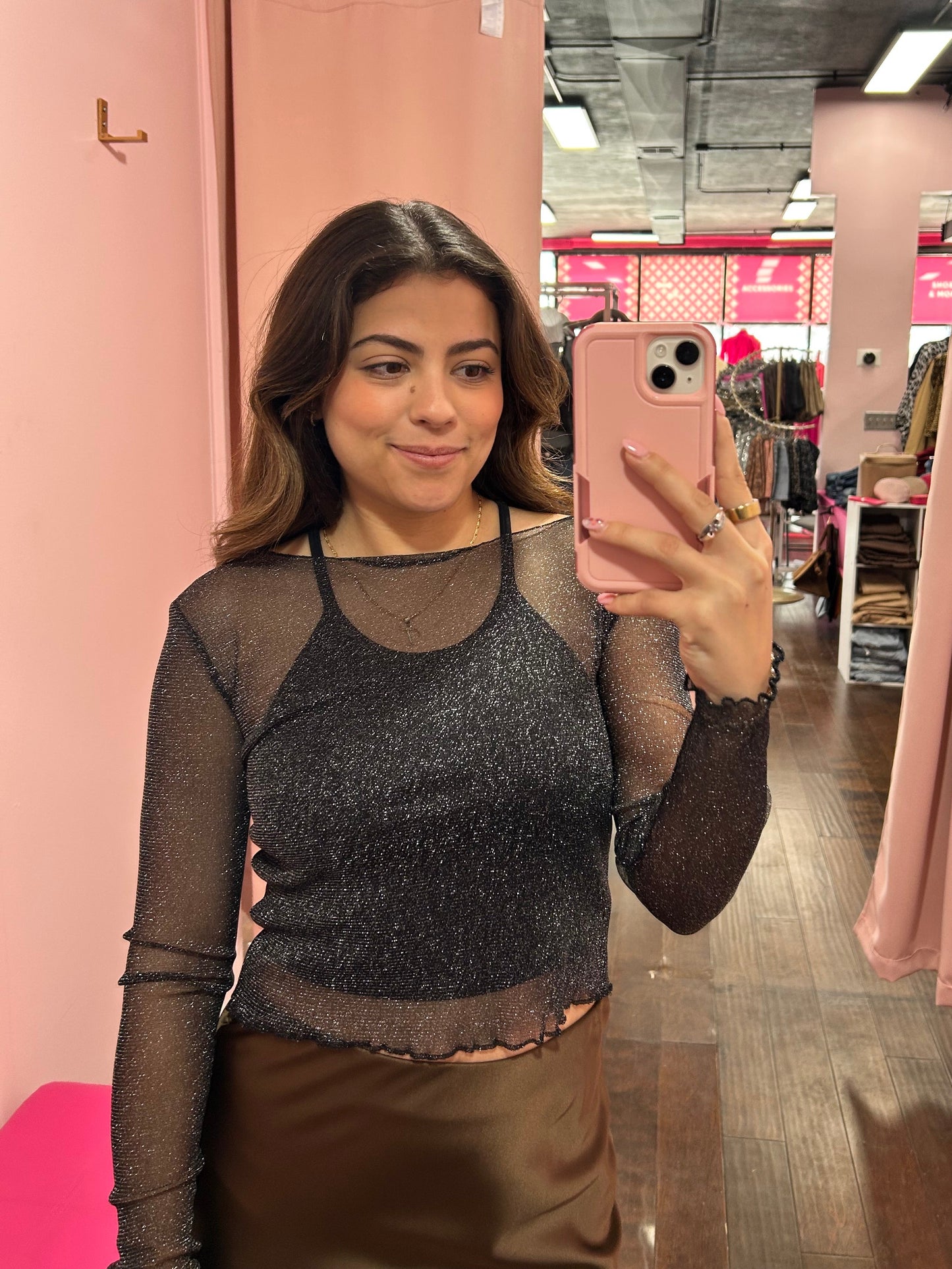 LS Mesh Top Black Sparkle