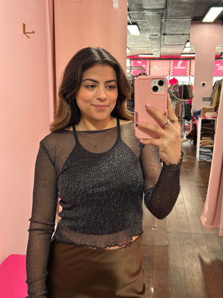 LS Mesh Top Black Sparkle