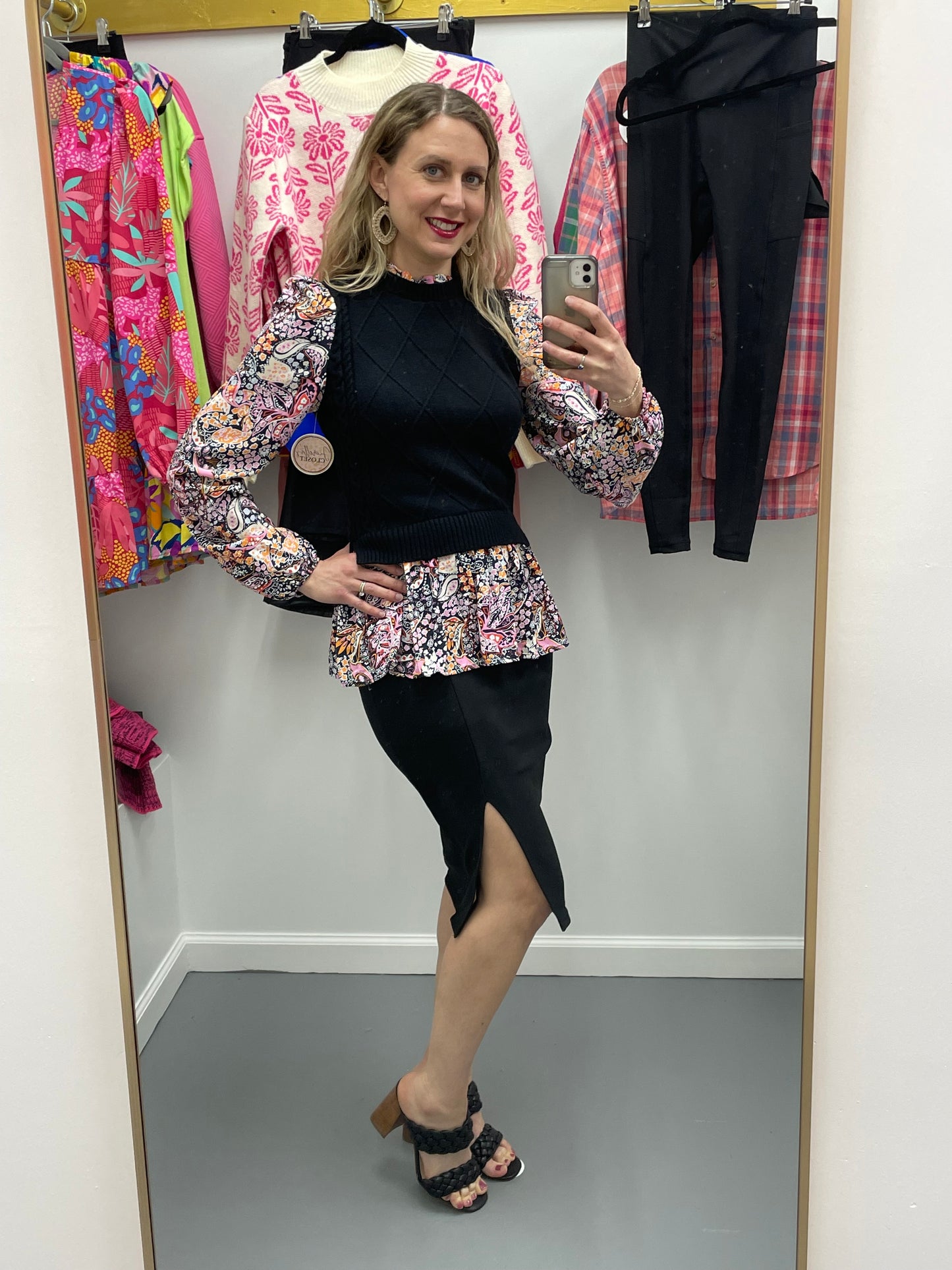 Pencil Skirt Side Slit Black