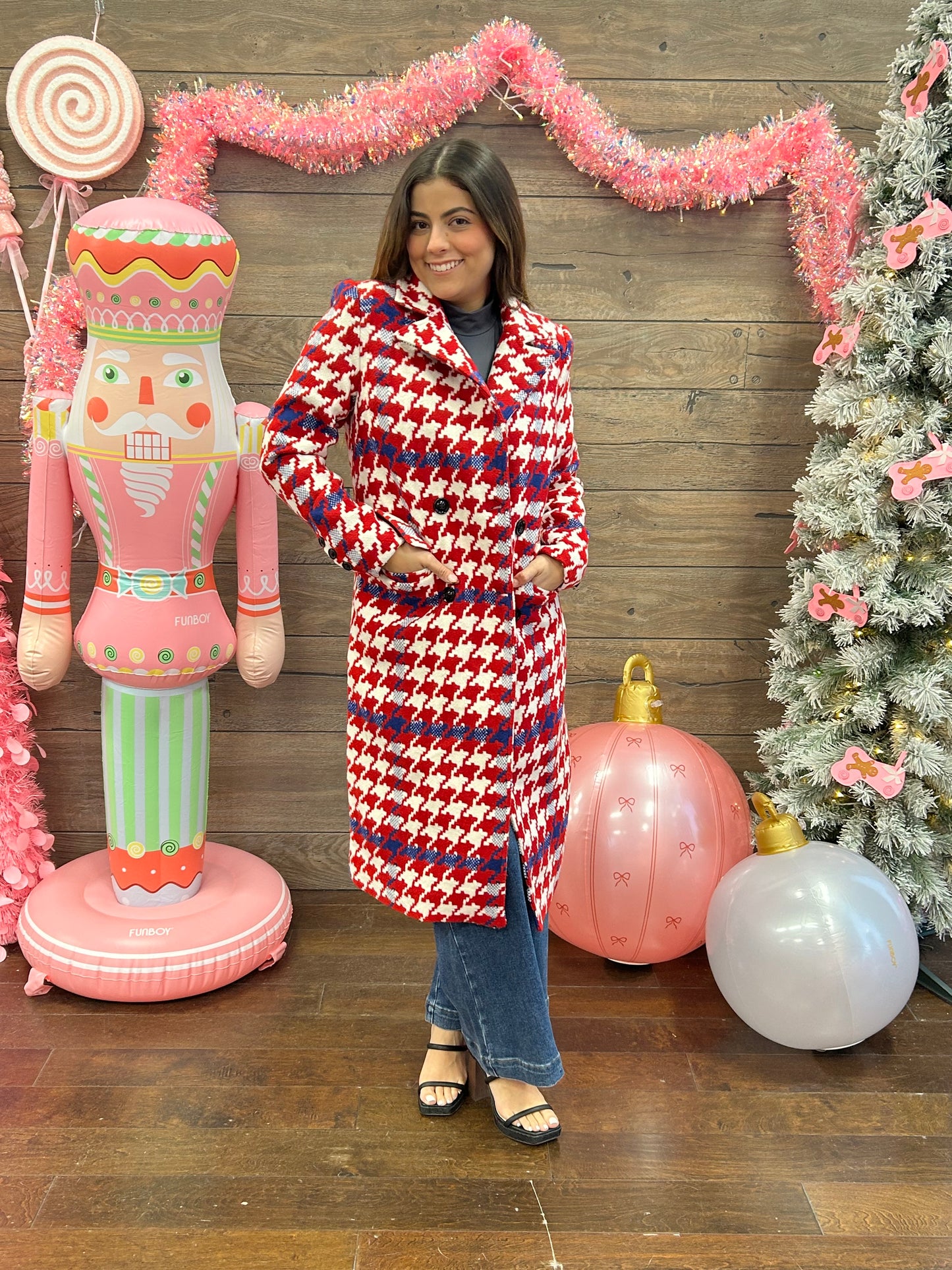 Red Houndstooth Coat