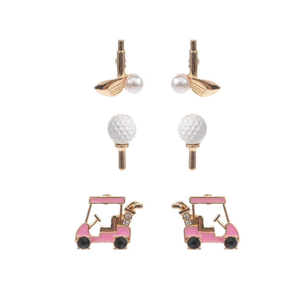 Golf Stud Earrings Set
