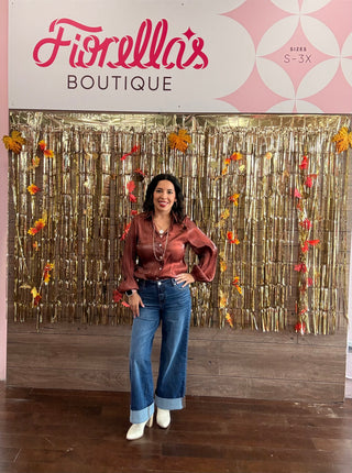After Dark Satin Blouse Espresso