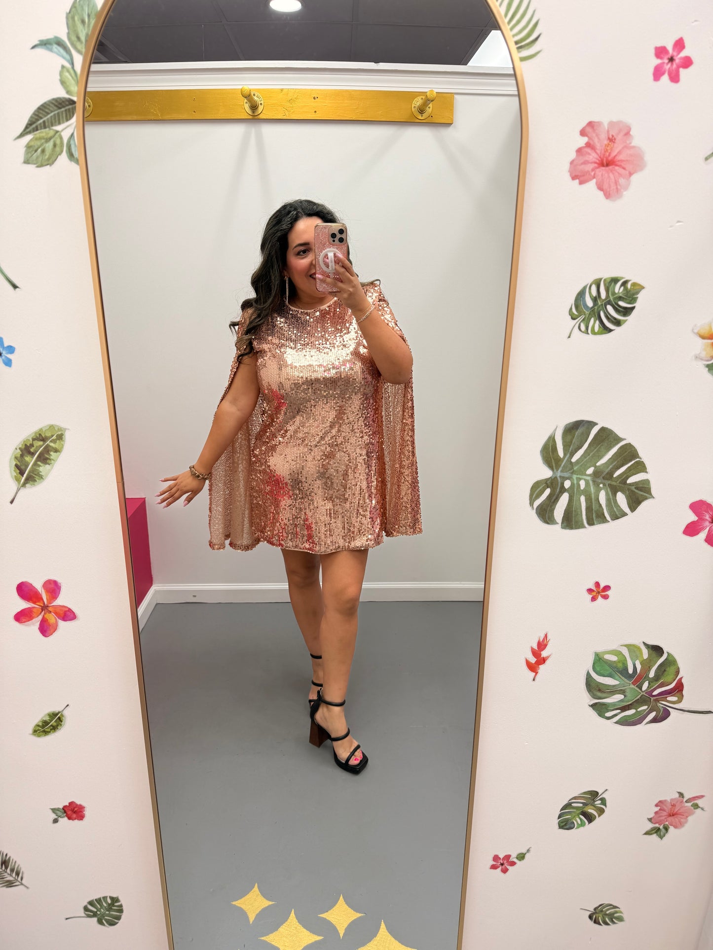 Sequin Cape Mini Dress