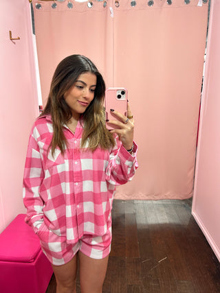 Pink Plaid PJ Set