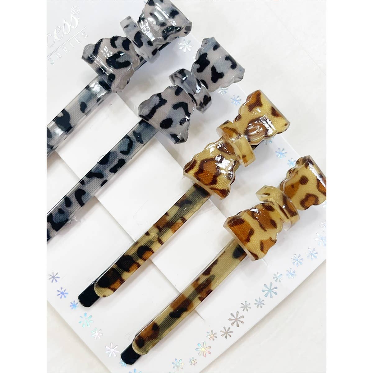 Leopard Bow Alligator Clips
