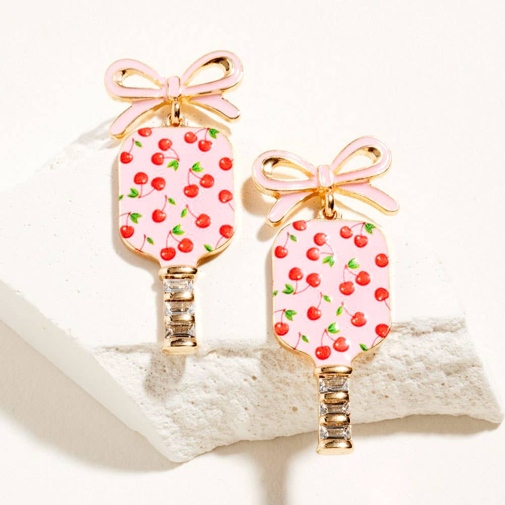 Pickleball Bow Paddle Earrings