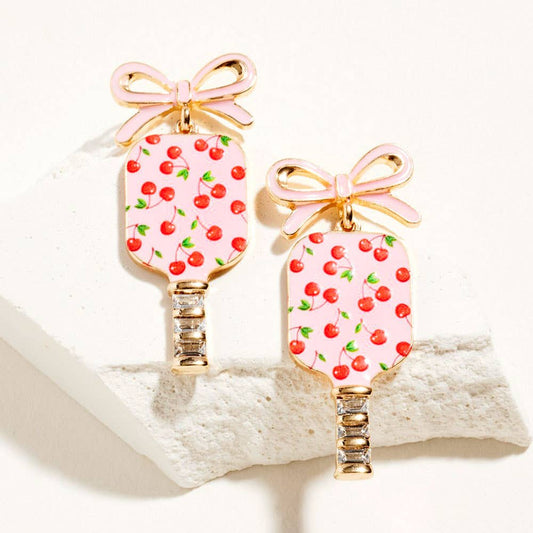Pickleball Bow Paddle Earrings