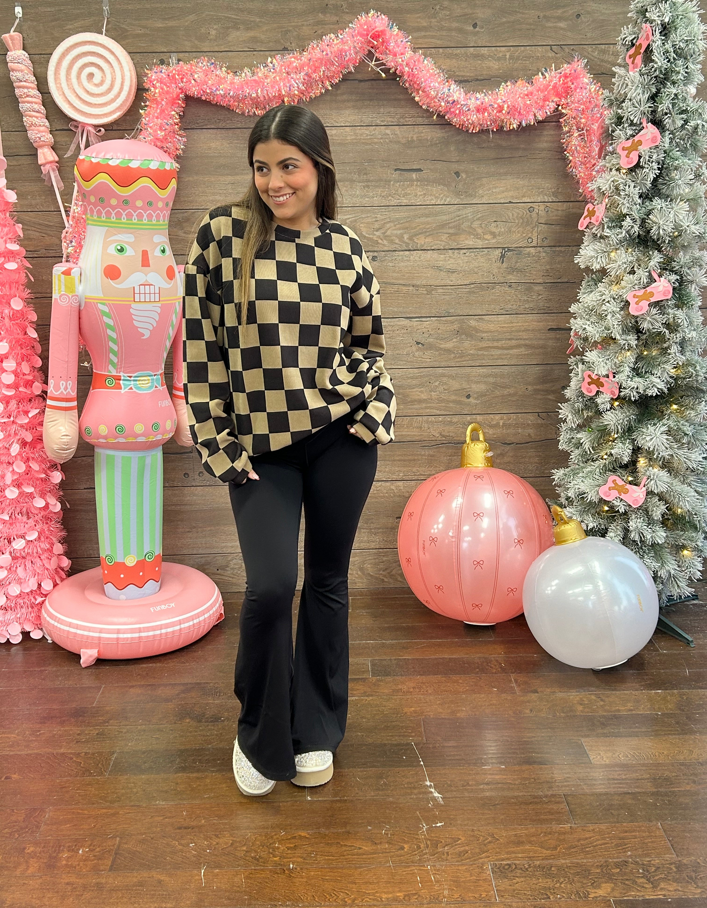 Checkered Casual Glam Sweatshirt