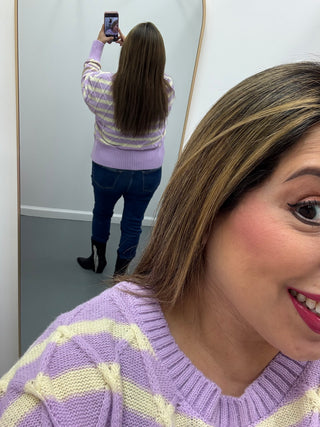 Stripe Argyle Sweater Lavender