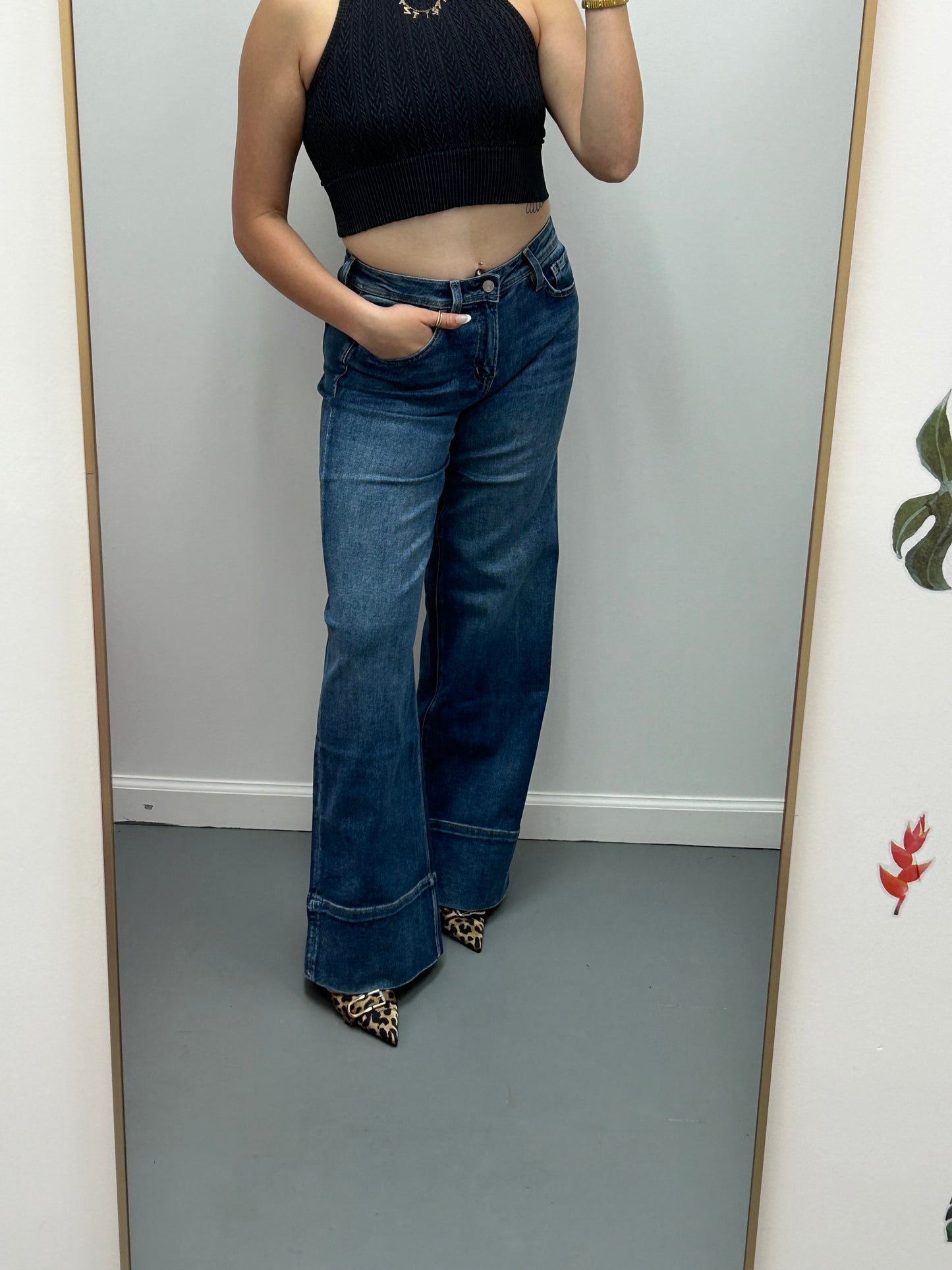 Wide Leg Denim Trouser