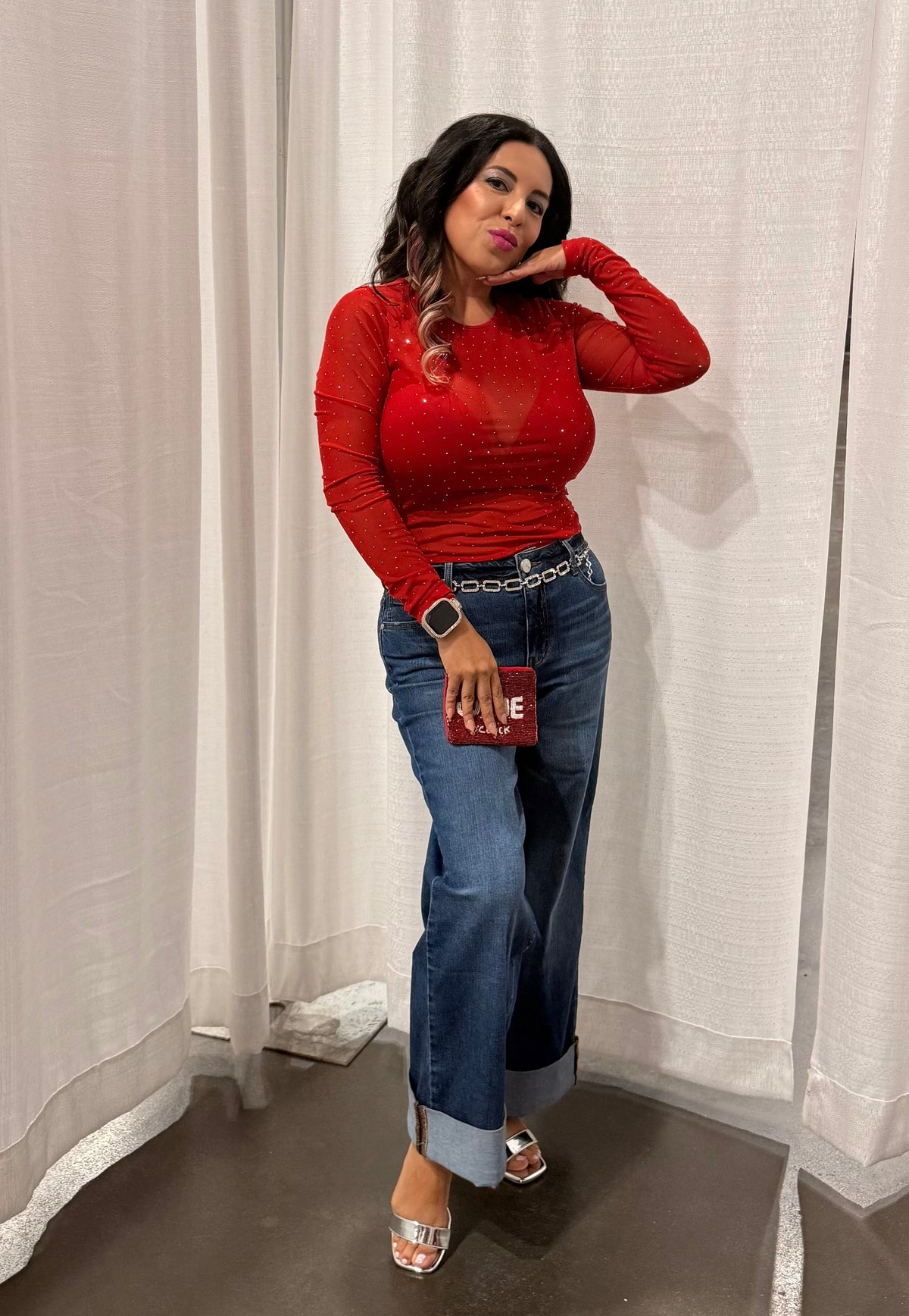 26.5"-32.5" Wide Leg Cuffed Jeans