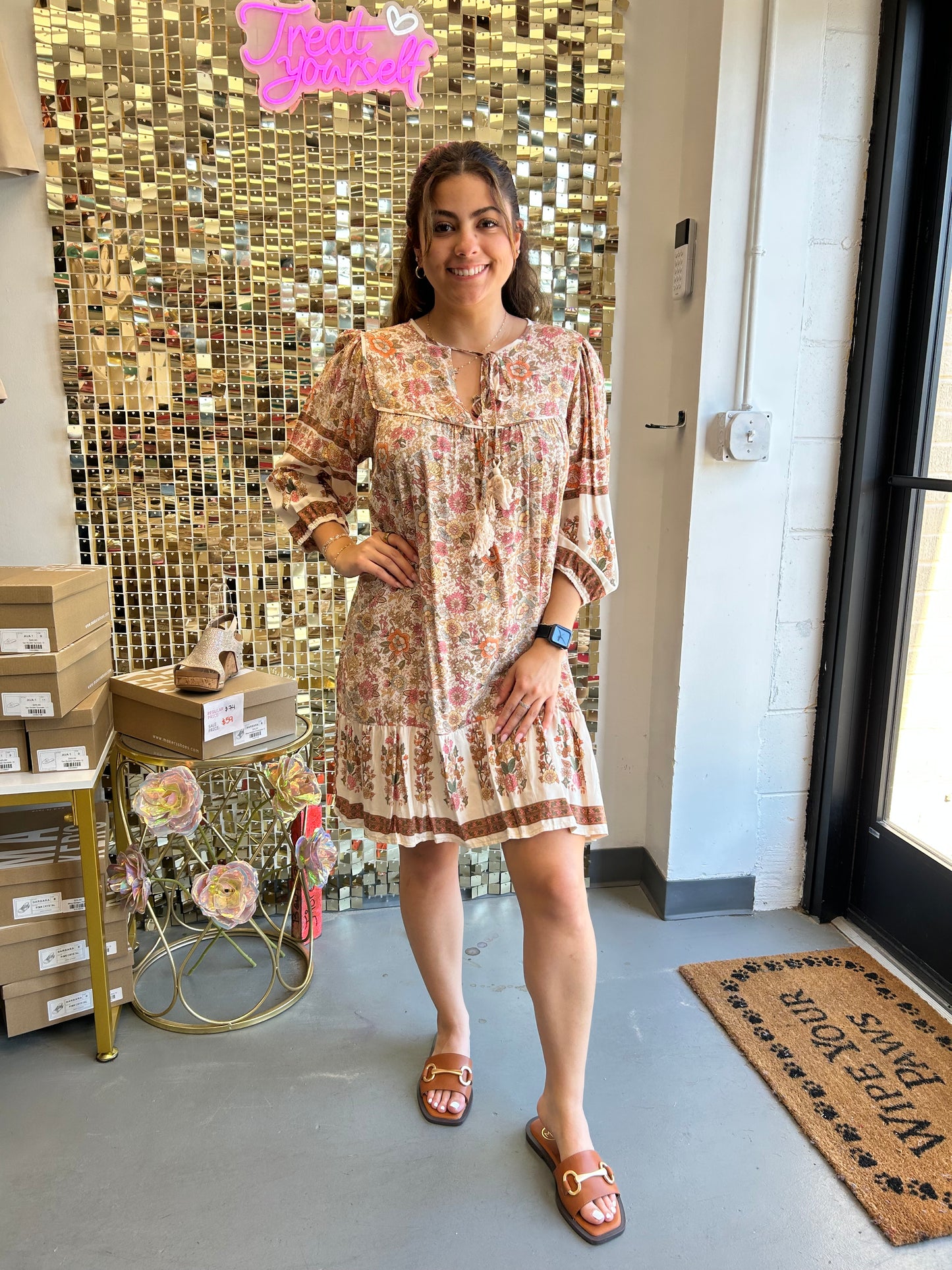 Boho Dress Cream Floral