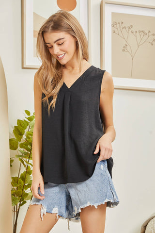 Curvy V Neck Tank Black