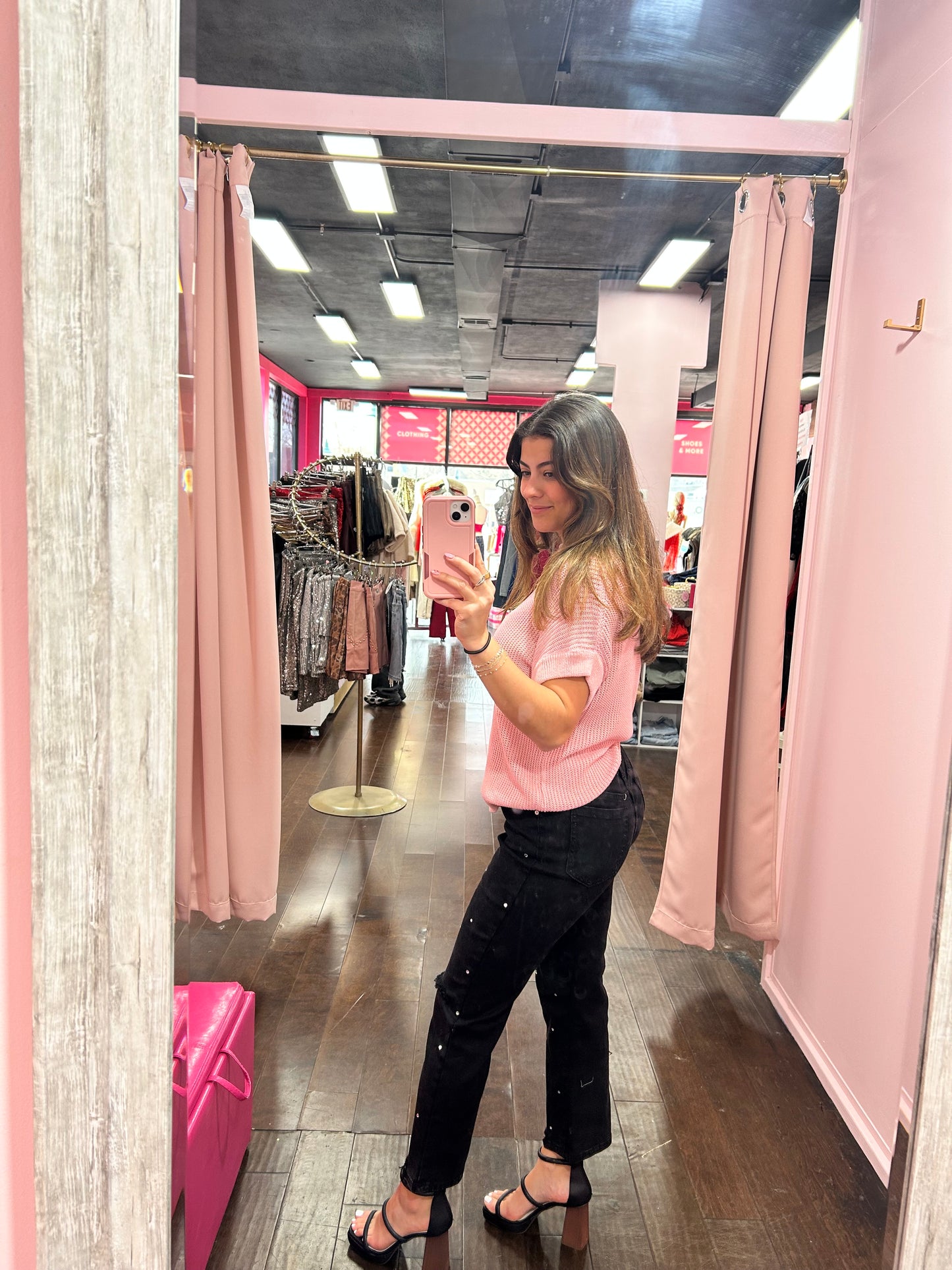 Studded Rhinestone Jeans Black