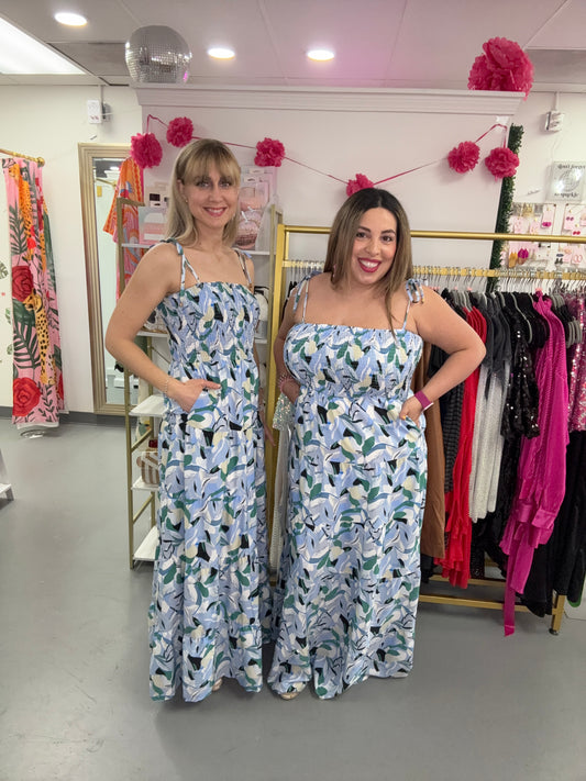 Maxi Tank Floral Dress Blue