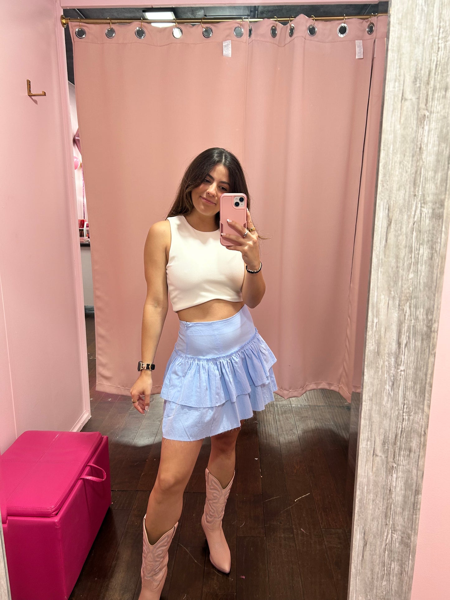 Sweet Ruffle Mini Skirt Sky