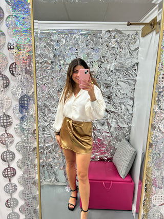 Mini Wrap Skort Gold