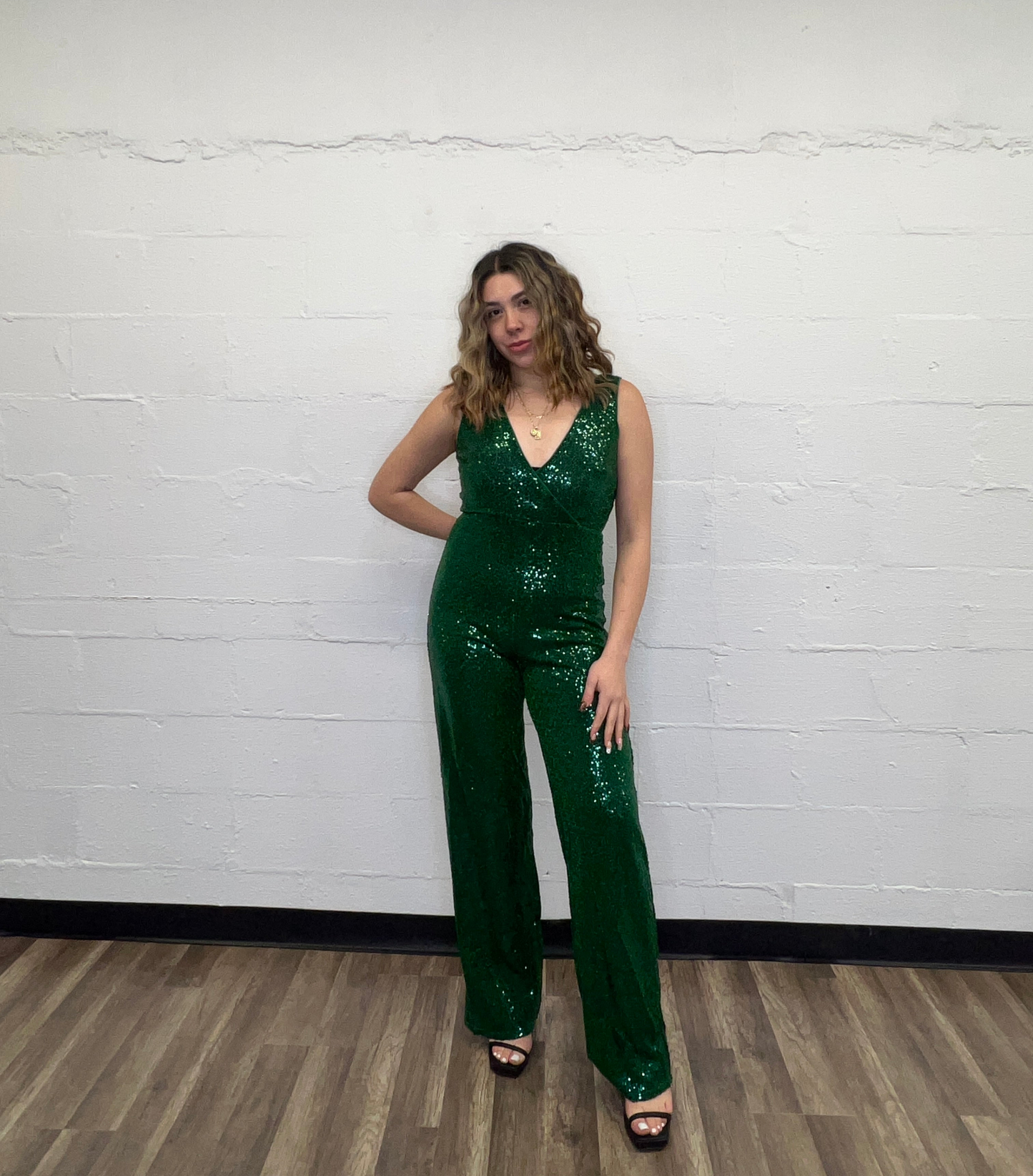 Sequin Jumpsuit Emerald