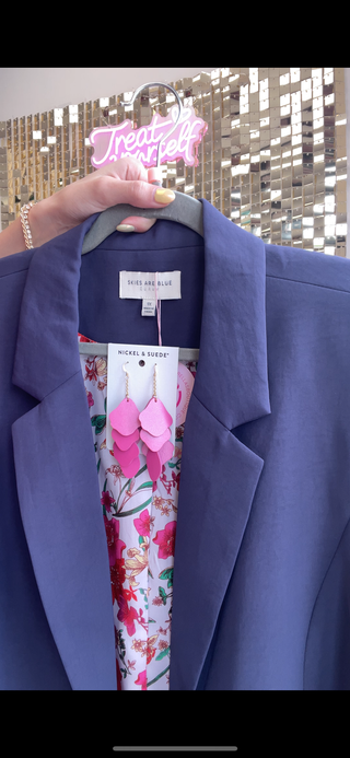 Curvy 3/4 Sleeve Blazer Navy