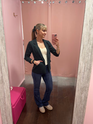 3/4 Sleeve Blazer Forest Green