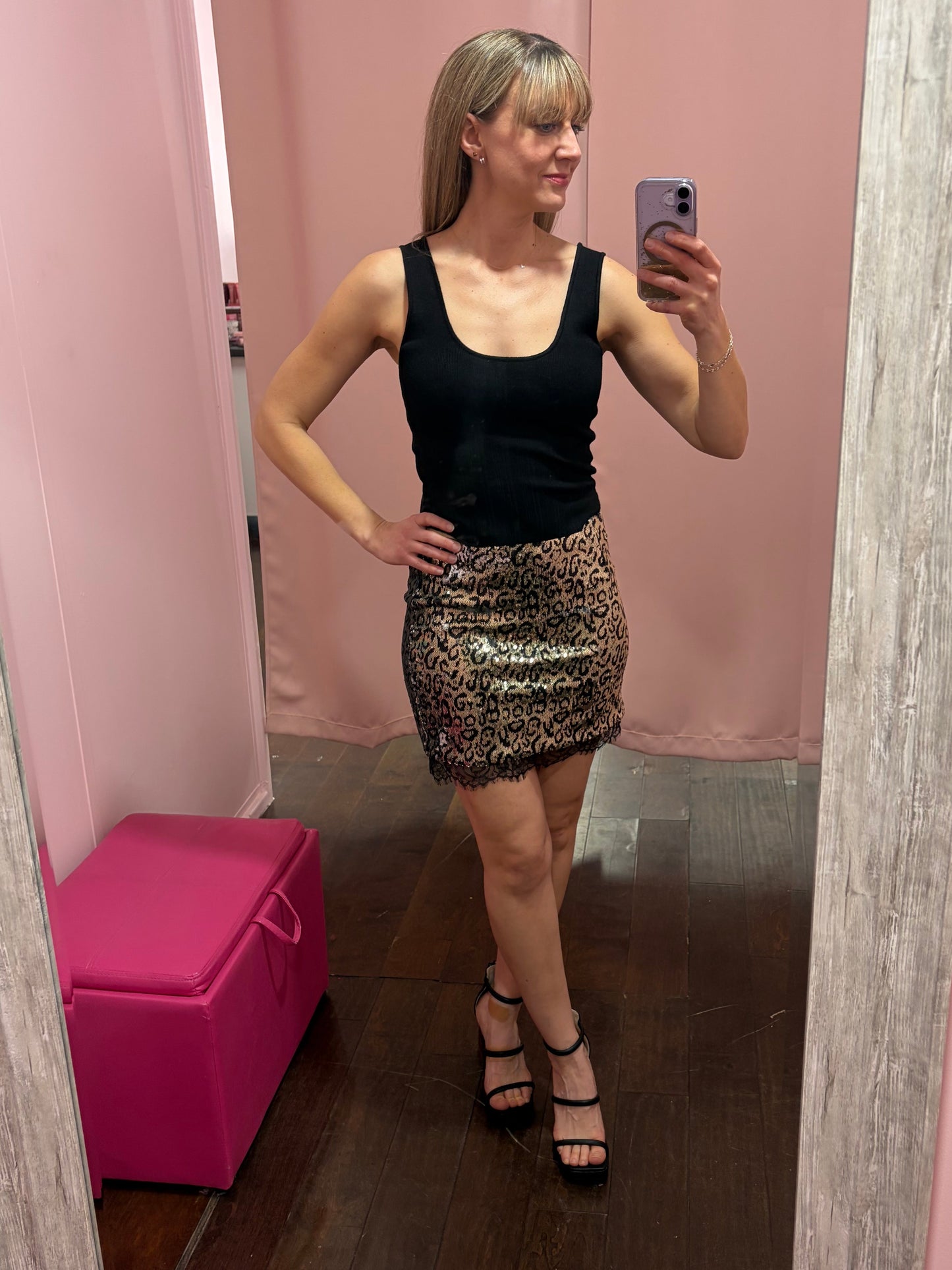 Wild Sequin Lace Mini Skirt