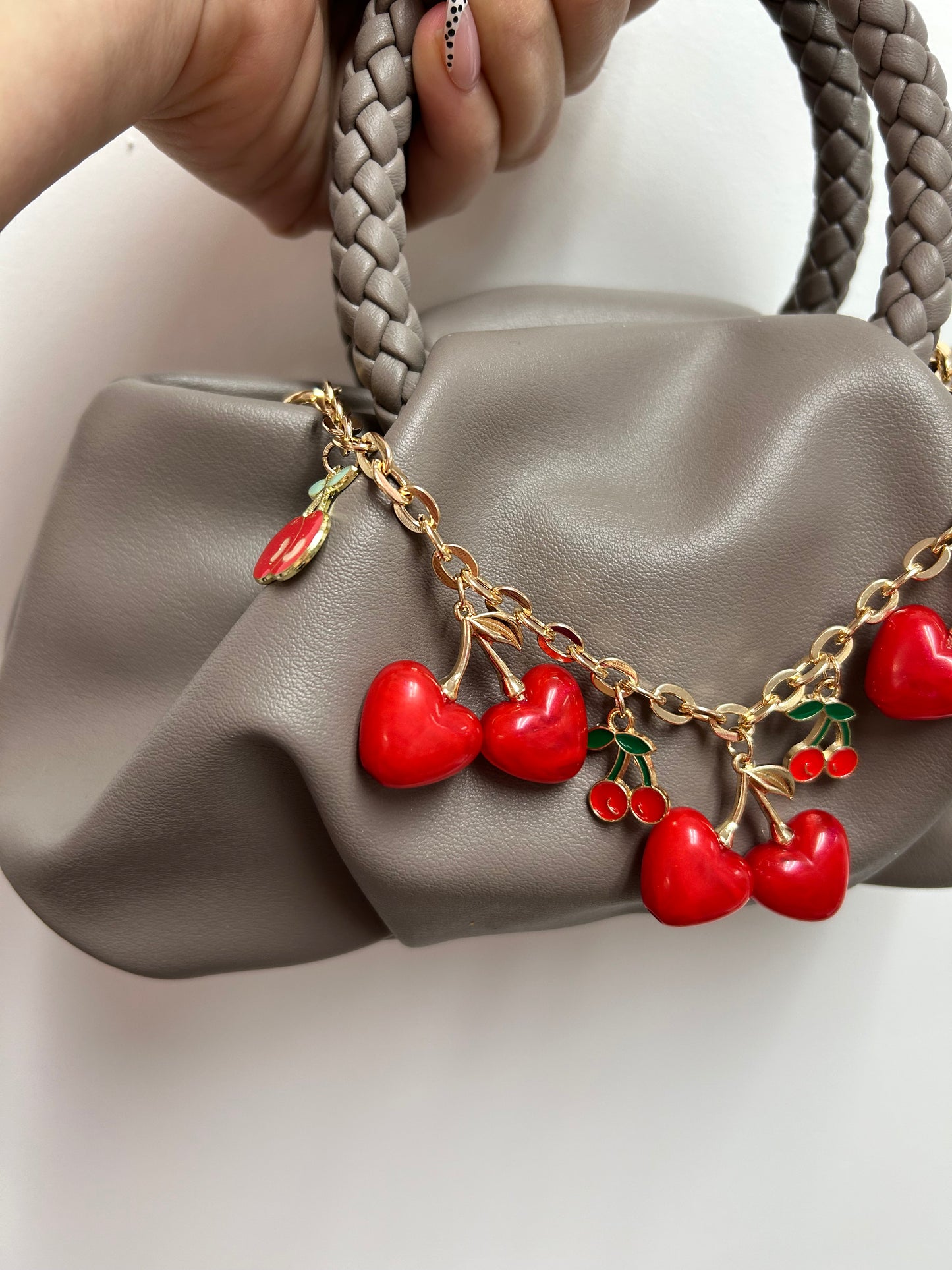Bag Chain Cherry Hearts