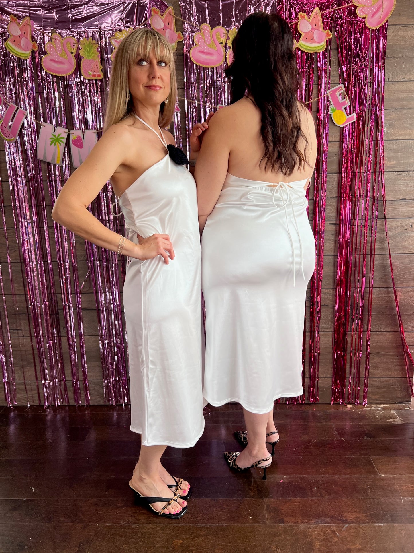 Pearl Satin Midi Dress