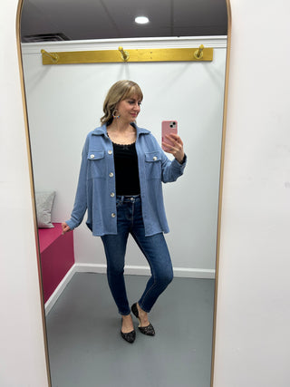Ribbed Blouse Dusty Blue