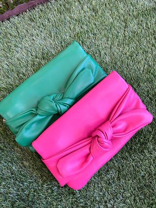 Bow Clutch Crossbody Bag Pink