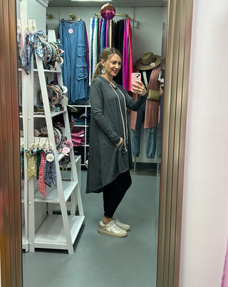Hoodie Comfy Tunic Charcoal