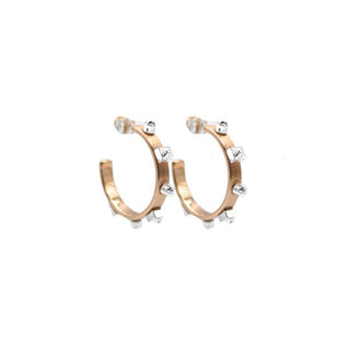 Mixed Metal Hoop - Gold (with matte silver stones)