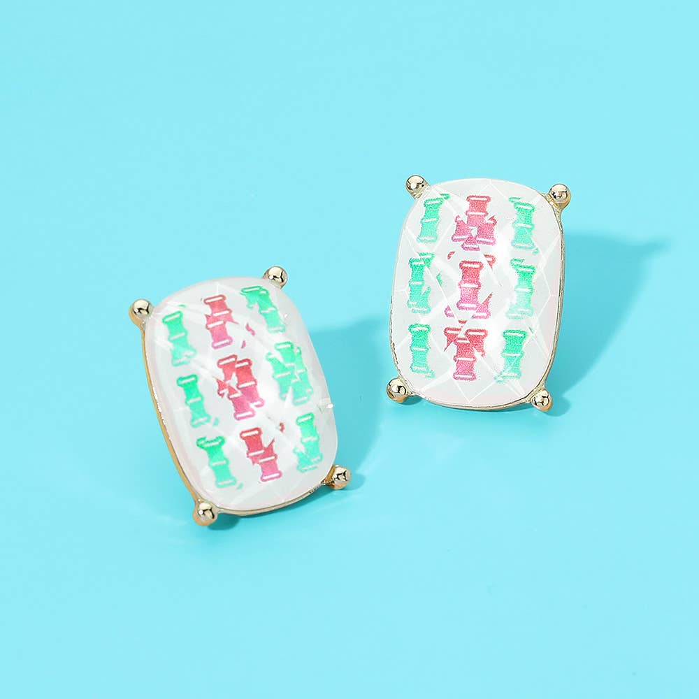 Mahjong Tile Stud Earrings
