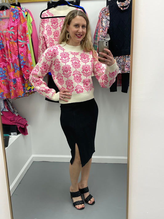 Pencil Skirt Side Slit Black